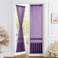 Tollpiz Sheer Door Curtains Closet Linen Textured Curtains Sheer Doorway Light Filtering Voile Rod French Door Pocket Curtain Patio Glass Door, 25 x 72 inches Long, Royal Purple, Set of 1 Panel