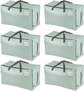 VENO 6 Pack Moving and Storage Bags, Heavy Duty, Alternative to Moving Boxes, Large Packing Totes Supplies for College Dorm Room with Zipper for Clothes, Wide Open Design (Shiny Light Green, 6 Pack)
