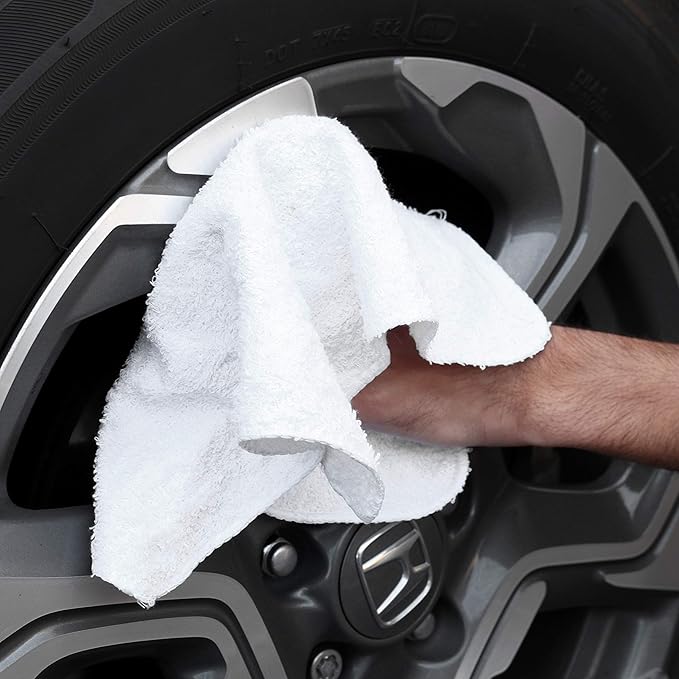 Arkwright W11 Terry Cloth Towels for Cleaning - Case of 25 - Soft Cotton Blend Washable Multi-Purpose Bar Mop, Absorbent & Quick Dry, Bulk Box of Rags for Kitchen, Auto Shop, and Garage, 25 lb, White