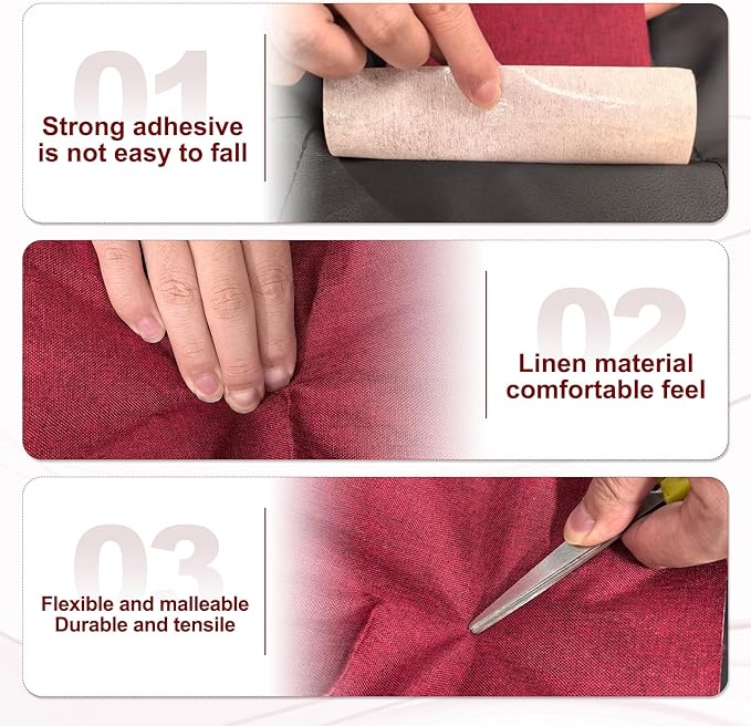 PATIKIL 70x6.2 Inch Linen Repair Tape, Repair Fabric Patch Self Adhesive Couch Patch Line Repair Patch for Furniture Sofa Car Seats Office Chairs, Beige Gray