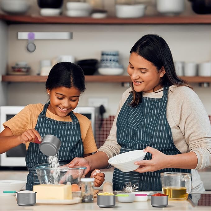 Magnetic Measuring Cups, 8 Stainless Steel Nesting Measuring Cup Set for Measuring Dry or Liquid Ingredients