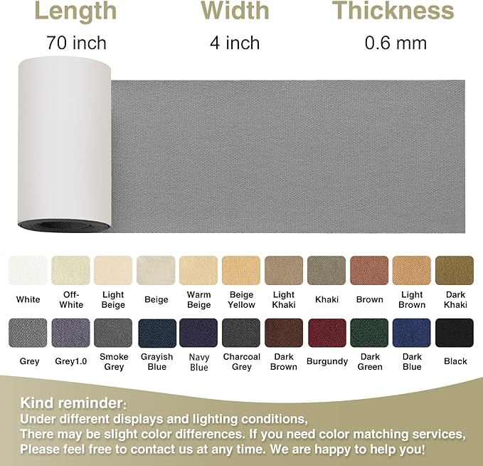 Canvas Repair Tape 4×70 Inch Waterproof Self-Adhesive Fabric Repair Patch for Repairing Boat Covers,Tents,Patio Umbrellas,Car Seats,Luggage,Sofas.(Smoky Grey)