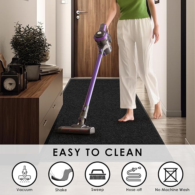 2′ x 63′ Front Door Mat Indoor Outdoor Entrance, Commercial Floor Mat Heavy Duty Dirt Trapper Entryway Doormat, Custom Size Non Slip Rubber Backing Welcome mat, Door Mat for High Traffic Area
