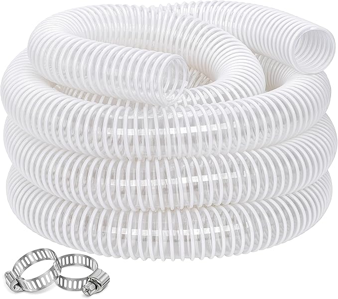 Dust Collection Hose 2-1/2 in × 5 ft Heavy Duty Clear Flexible PVC Reinforced Thicken Helix Suction Discharge Corrugated Pipe Hose for Fume Dust Collector Fitting Wood Chip Saw (2.5 inch hose)
