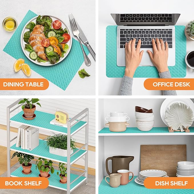 Shelf Liners for Kitchen Cabinets, Waterproof and Oil-Proof Kitchen Cupboard Liner, Refrigerator Liners and Plastic Drawer Mats Non Adhesive Shelves, Fridge - 11.8 x 118 Inch