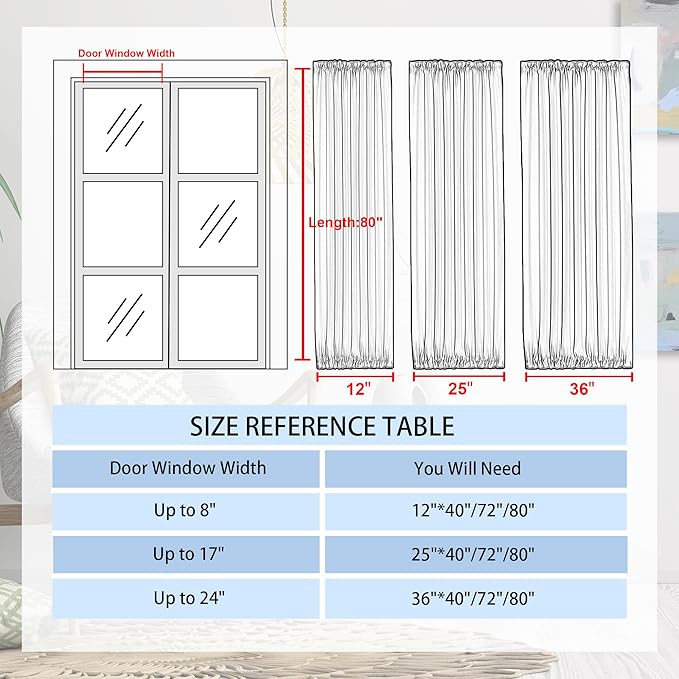 DWCN French Door Curtains – Rod Pocket Thermal Blackout Curtain for Doors with Glass Window, Kitchen and Patio Doors for Privacy, 25 X 80 Inches Long, 1 Curtain Panel with Tieback, Navy Blue