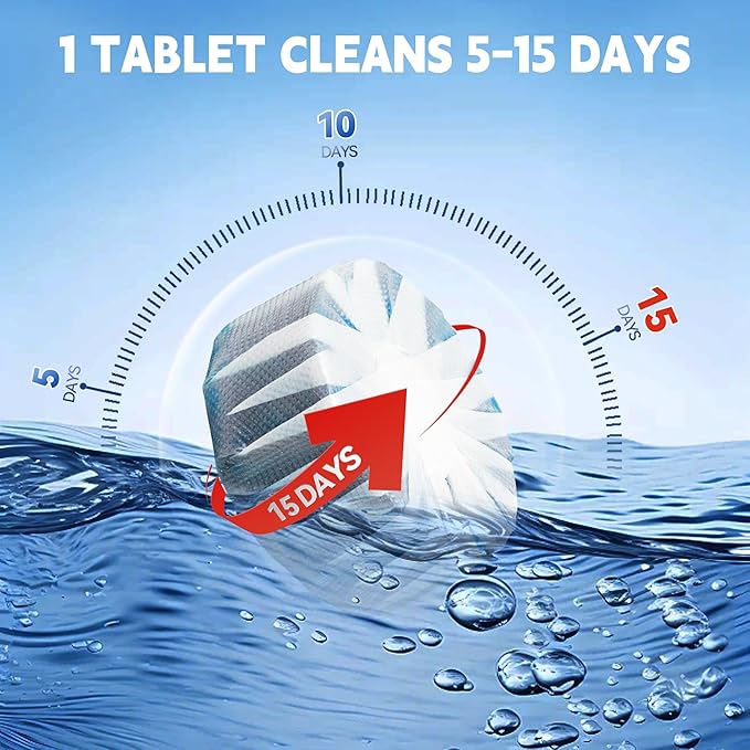 Toilet Bowl Cleaner Tablets, Automatic Toilet Tank Cleaner for Deodorizing & Descaling, Long-Lasting with Sustained Release Technology for Bathroom Cleaners, Blue, 12 Packs