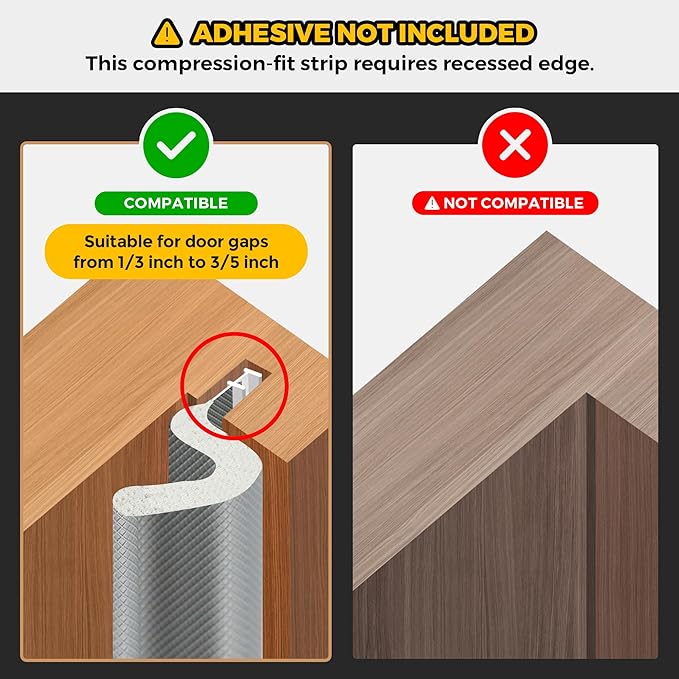 Weather Stripping Door Seal Strip Soundproof Q Foam Tape, Exterior Door Insulation Strip for Large Gap, Easy to Install(Grey, 50FT)