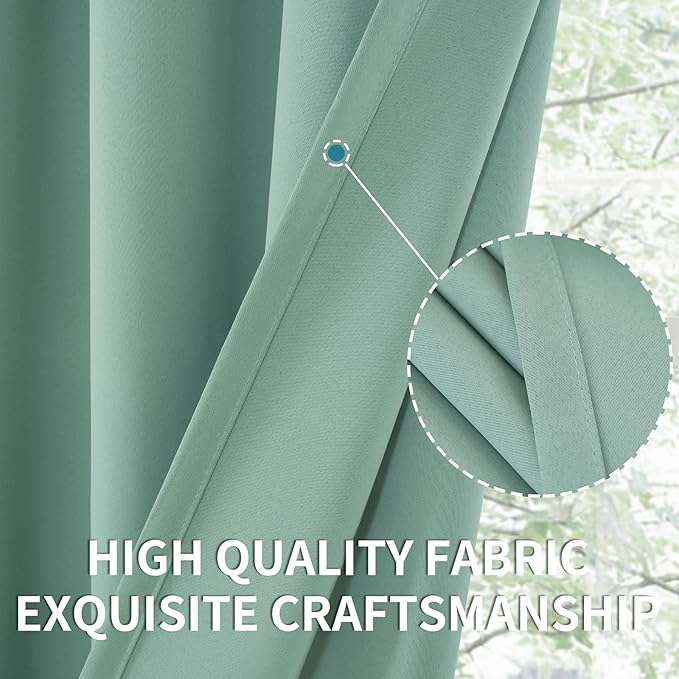 BGment Sage Green Blackout Curtains 45 Inches Long for Kitchen Window - Small Thermal Insulated Drapes with Rod Pocket Room Darkening for Cafe Bathroom, 34 x 45 Inch, 2 Panels