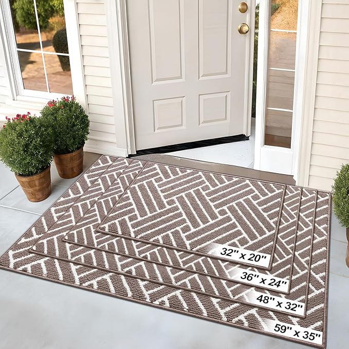 OLANLY Large Indoor Door Mat, 59x35 Inch, Dirt Resistant and Absorbent, Non-Slip Rubber Backing Floor Mats, Easy Clean Low-Profile Doormat for Entryway, Front Door, and Inside Entrance, Brown