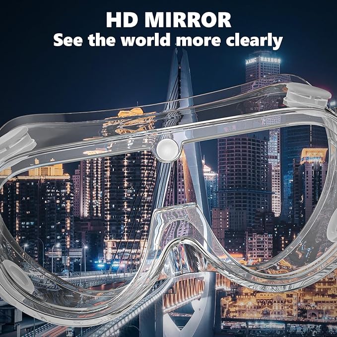 Super More 4PCS Anti-Fog Protective Safety Goggles Clear Lens Wide-Vision Adjustable Chemical Splash Eye Protection Soft Lightweight Eyewear