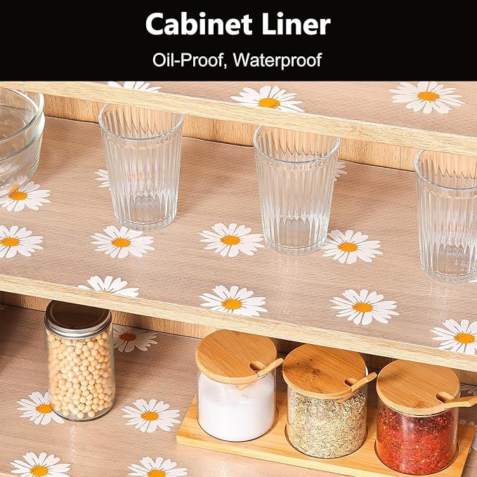 INNOLITES Shelf Liners for Kitchen Cabinets, Non Adhesive Drawer Cabinet Liner, Waterproof Oil-Proof Non-Slip Shelf Liner for Kitchen Pantry Refrigerator 11.8" x 360"