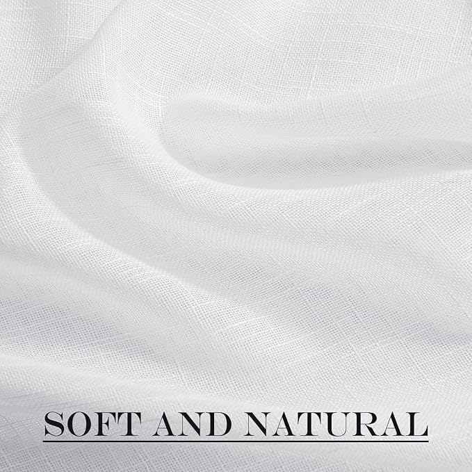 NICETOWN Linen Textured Door Curtain - White Sidelight Panel Curtain Semi Sheer French Front Door Curtain with Tieback for Kitchen, 30 inches W x 40 inches L, Single Panel
