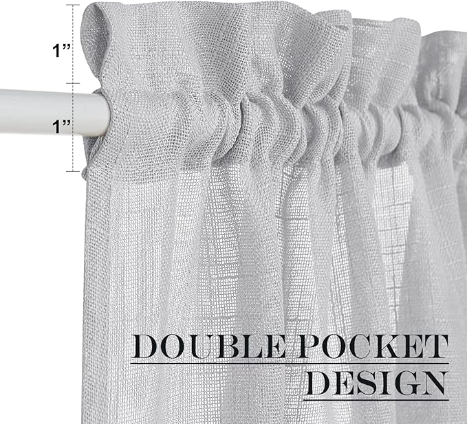 NICETOWN Sheer Door Curtains forWindow 80 Inches Long, Privacy French Door Curtains Light Filtering Window Covering for Patio Glass Front with Tieback, W36 x L80, 1 Panel, Dark Grey