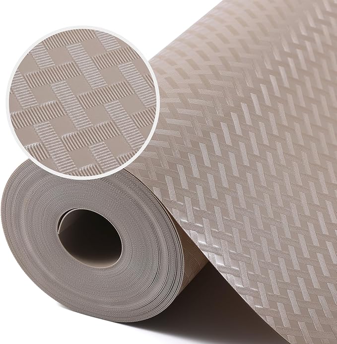 Beige Shelf Liners for Kitchen Cabinets Refrigerator Liners Waterproof & Oil-Proof Kitchen Cupboard Liner Drawer Mats EVA Material Non Adhesive Fridge Liner 11.8 x 236.2 Inches x 2 Rolls
