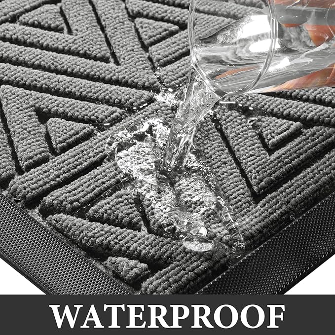 Yimobra Large Door Mat 47x24, All-Weather Waterproof Non-Slip Welcome Matt Outdoor, Heavy Duty Non Slip Doormat for Entryway for Patio and Garage Indoor, Easy Clean, Grey