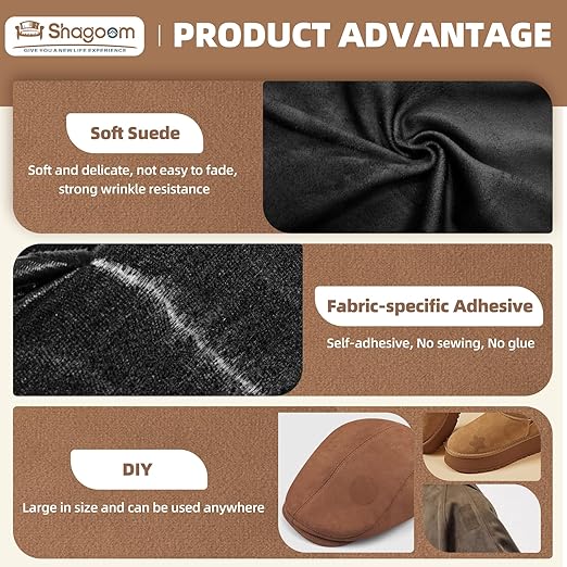 Suede Repair Patch, 17X79 Inch Fabric Large Repair Tape, Self-Adhesive Patches for Furniture, Sofa, Car Interior, Shoes, Hand Bag, Clothing (Grey, 17X79 Inch)