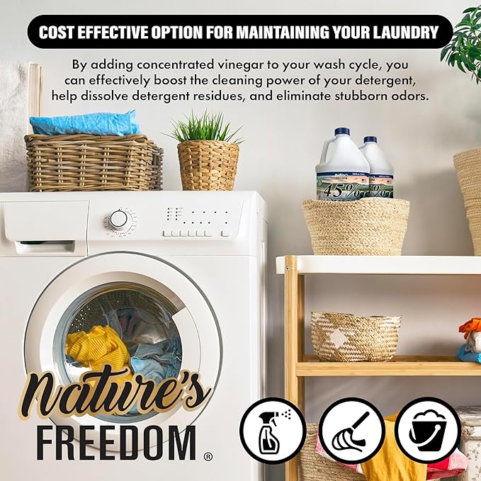 Nature's Freedom 45% Concentrated Vinegar, 1 Gallon - Dilutes to 9 Gallons - 9x Strength Multi-Purpose Solution
