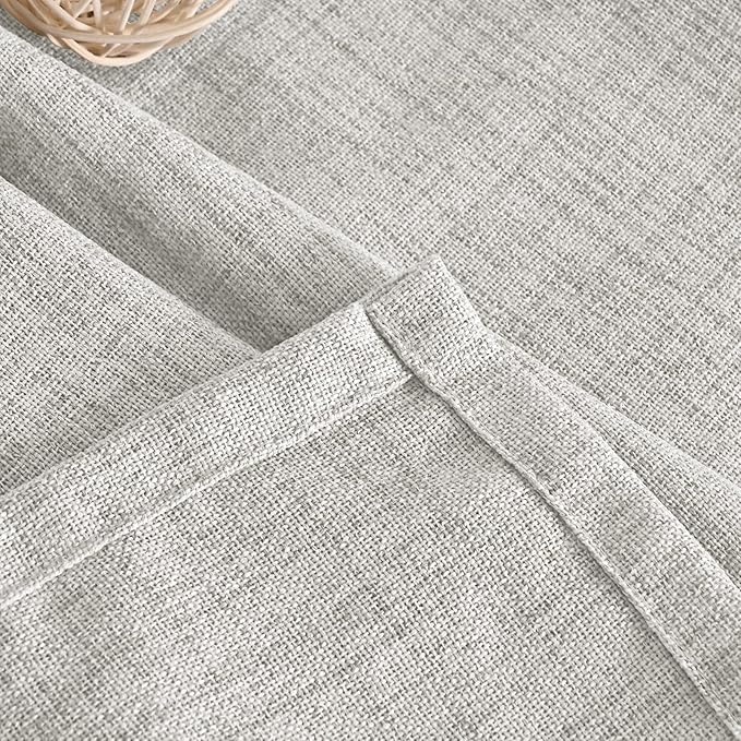 YoungsTex Light Grey Linen Curtains 95 Inches Long for Living Room, Floor Length Semi Sheer Drapes with Rod Pocket Back Tab Light Filtering Window Treatments for Bedroom, 52 X 95 Inch, 2 Panels