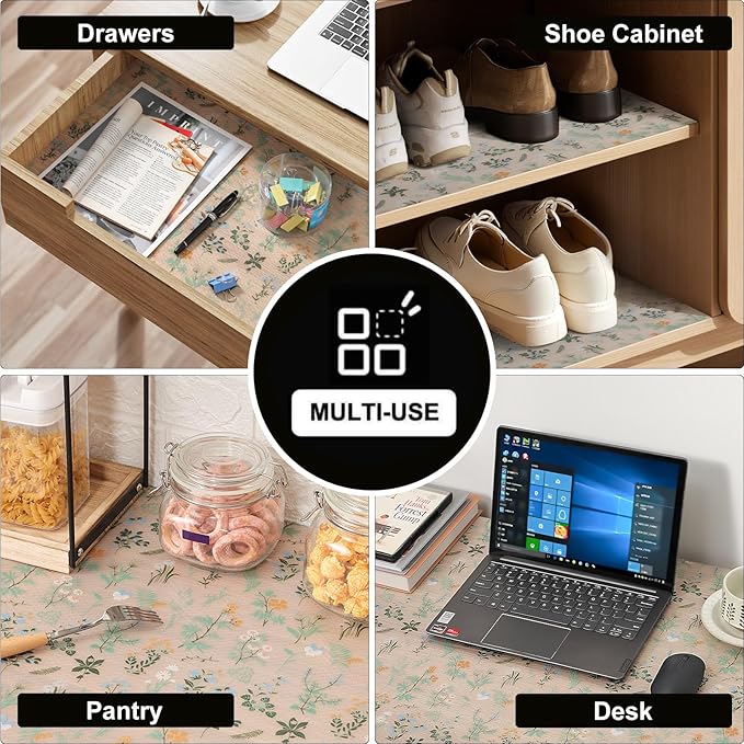 INNOLITES Shelf Liners for Kitchen Cabinets – Drawer Liner Waterproof & Oil-Proof, Non-Adhesive EVA Mat – Durable & Washable – for Shelves, Cupboard, Dresser 11.8" x 118"