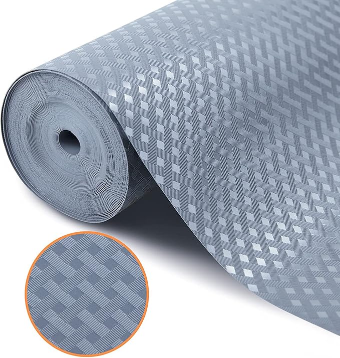 Shelf Liners for Kitchen Cabinets Refrigerator Liners Waterproof & Oil-Proof Kitchen Cupboard Liner Non-Slip Drawer Mats EVA Material Non Adhesive Fridge Mats for Shelves 17.3 x 157.4 Inches