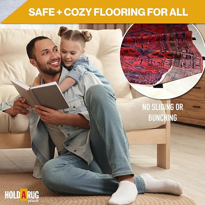Hold-a-Rug Plush 4' Round Nonskid, Nonslip Rug Pad, Reversible Gripper, ¼ Thick, Safe for All Floors and Carpet, Keep Area Rugs Secure