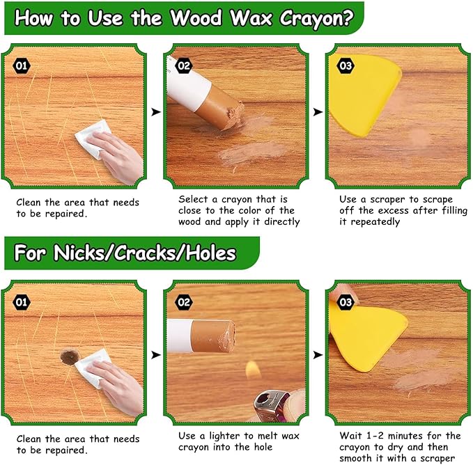 Furniture Markers Touch Up, 20 Colors Wood Filler Sticks, Wood Wax Crayons for Repairing Scratches, Scuffs, Cracks, Holes on Furniture, Floors, Cabinets, Tables, and Doors - Brown Series