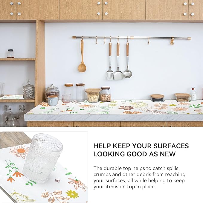 Shelf Liner 18" W x 96" L Cabinet Liners Non Adhesive, Drawer Liners Non Slip Kitchen Mat Waterproof Oil-Proof for Kitchen Cabinet, Shelves, Refrigerator, Storage, Easy to Trim