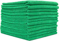 The Rag Company - All-Purpose Microfiber Terry Cleaning Towels - Commercial Grade, Highly Absorbent, Lint-Free, Streak-Free, Kitchens, Bathrooms, Offices, 300gsm, 14in x 14in, Green (12-Pack)