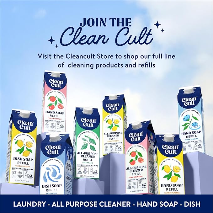 Cleancult Liquid Hand Soap Refill - Pink Grapefruit- Moisturizes Dry & Sensitive Skin - Made with Aloe Vera & Essential Oils - Eco Friendly - Paper-Based Packaging - 32 oz/3 Pack
