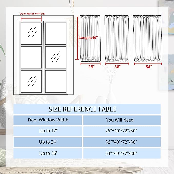 DWCN French Door Curtain - Rod Pocket Thermal Blackout Panel for Glass Window, Christmas, Kitchen and Patio - Privacy, 25 X 40 Inch, 1 Panel With Tieback, Burgundy