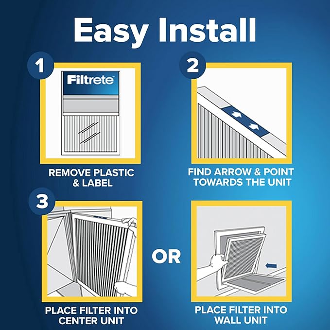Filtrete 16x25x2 AC Furnace Air Filter, MERV 11, MPR 1000, Allergen Defense, 3-Month Pleated 2-Inch Electrostatic Air Cleaning Filter, 4 Pack (Actual Size 15.5 x 24.5 x 1.75 in)