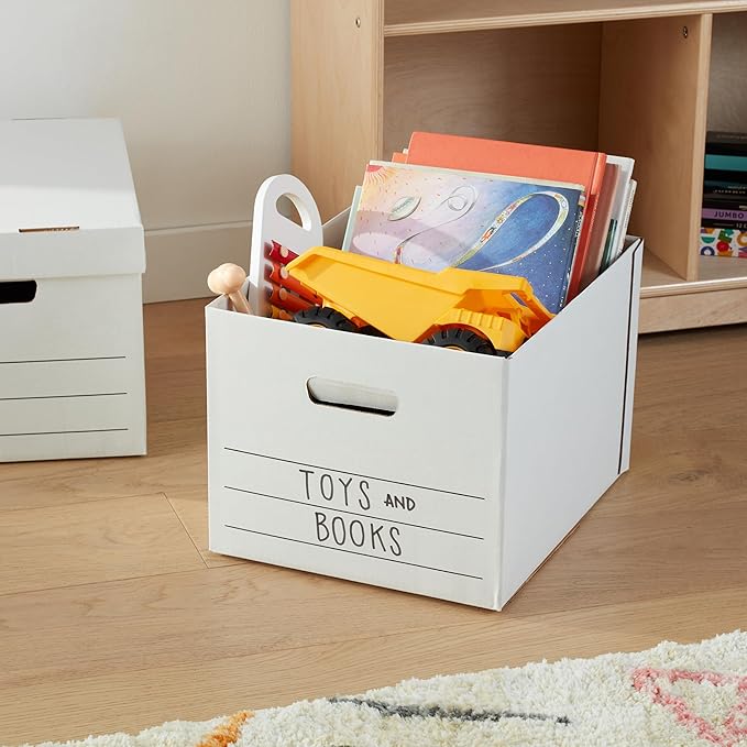 Amazon Basics Medium Duty Storage/Filing Boxes With Lid and Handles, Legal/Letter Size, 12-Pack, White, 16.2" L x 12.5" W x 10.5" H