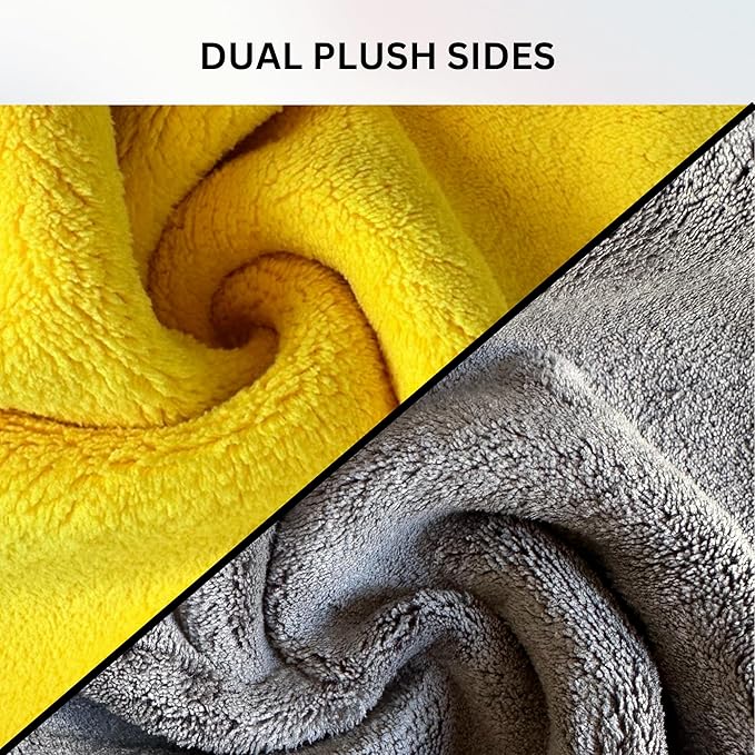 The Pro Stuff® Microfiber Towels for Cars, 600 GSM, Super Soft Drying Towels for Cars, Dual-Sided for Cleaning, Washing and Buffing, Tagless, Scratch-Free, Lint Free Cloth (16”x16”) | Pack of 3