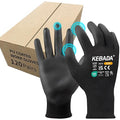 Kebada Safety Work Gloves,120 Pairs Bulk Pack, Touchscreen, PU Coated, Ideal for Warehouse, Construction, Gardening and Mechanics, Black, Medium