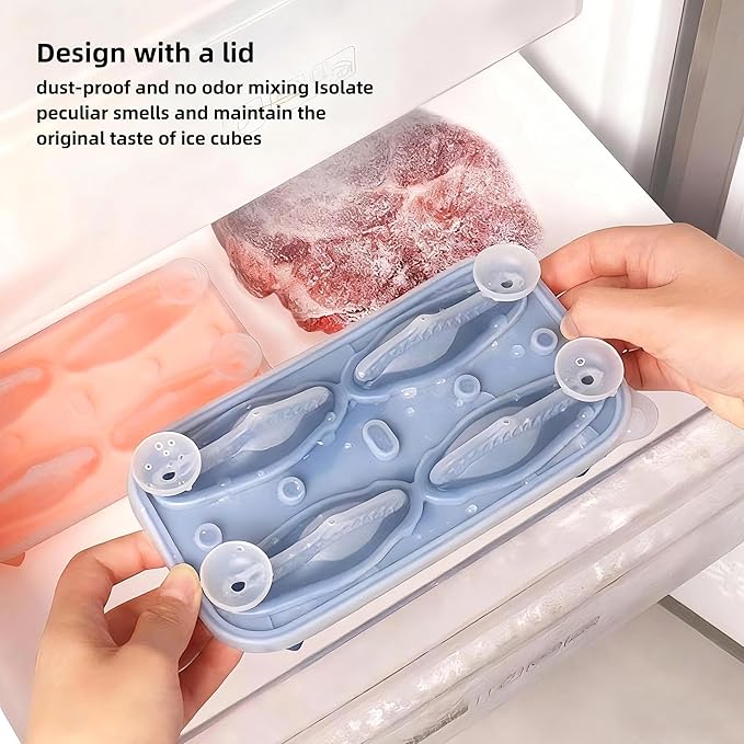 7.48inch Newly Upgraded 4-grid 3D Dinosaur Ice Tray and Covered Silicone Ice Tray, Suitable for Bars, Outdoor and Home Use (1, green)