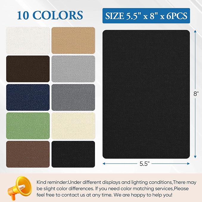 Canvas Repair Patch 5.5 x 8 Inches 6Pcs Self-Adhesive Waterproof Canvas Patch Kit for Repairing Tents,Sofas,Boat Covers,Camping Chair,Awnings,Car Seats. (Black)