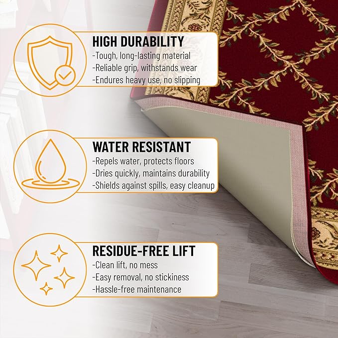 Ottomanson 5' x 7'8" Non-Slip Rug Pad Gripper 1/12 Inch Ultra Thin Dual Surface Felt + Rubber Gripper - Safe for All Floors, Cream