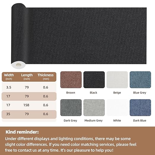 Fabric Repair Patch, 17X79 Inch Fabric Large Repair Tape, Self-Adhesive Patches for Furniture, Sofa, Car Interior, Shoes, Hand Bag, Clothing (Dark Blue, 17X79 Inch)
