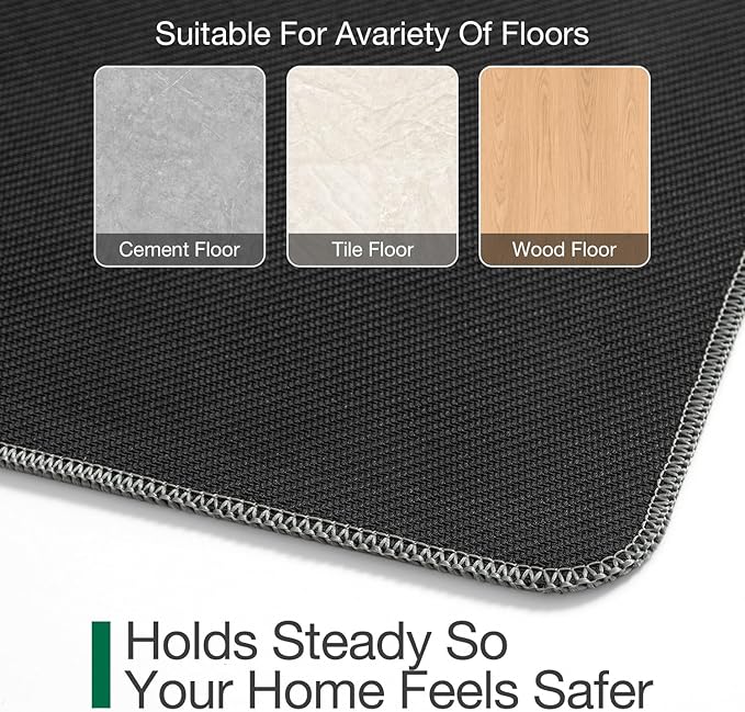 LUMI Ultra Thin Door Mat for Entryway,36"x59" Low Profile Non Slip Rubber Backing Indoor Doormat, Easy Clean Welcome Entrance Mat for Inside House, Patio, Greenish Grey