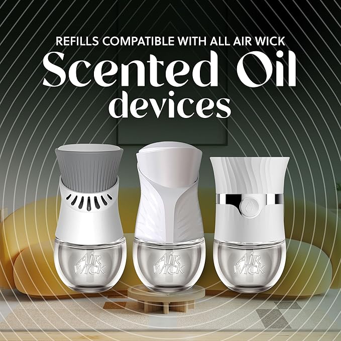 Air Wick Plug In Scented Oil Refills, Sweet Vanilla + Shea Butter, Air Fresheners for Home Long Lasting, Room Fresheners,Air Freshener Plug In, Vanilla Essential Oils, House Essentials, 5 ct