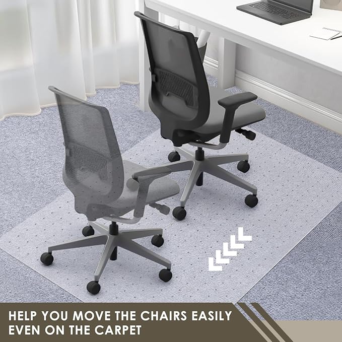 Azadx Heavy Duty Office Chair Mat for Carpet 51" x 63" Hard Material Chair Mat for Carpeted Floor Non-Slip Carpet Protector for Office Easy Glide Desk Floor Mat for Office Chair on Carpets 2 Pack