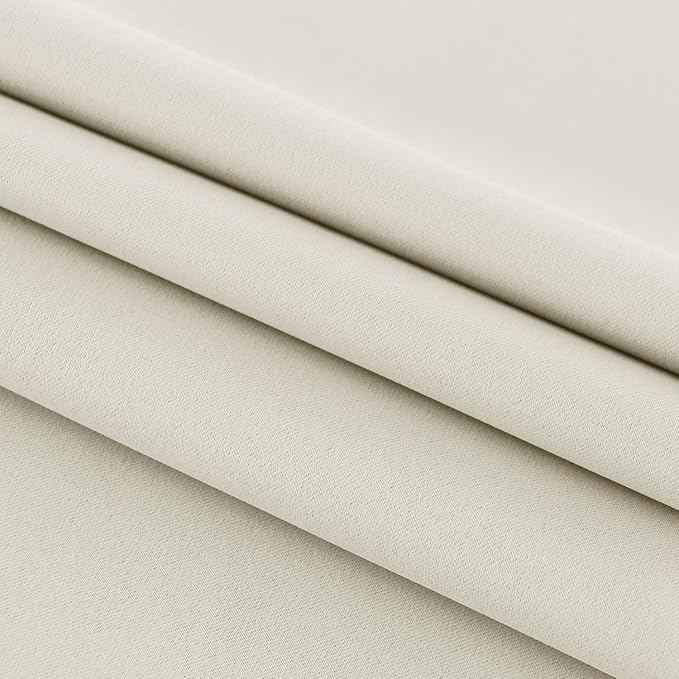 DWCN French Door Curtains – Rod Pocket Thermal Blackout Curtain for Window/Patio Doors/Doorways/Classroom/Kitchen for Privacy, 25W by 40L Inches, 1 Panel with Tieback, Light Beige