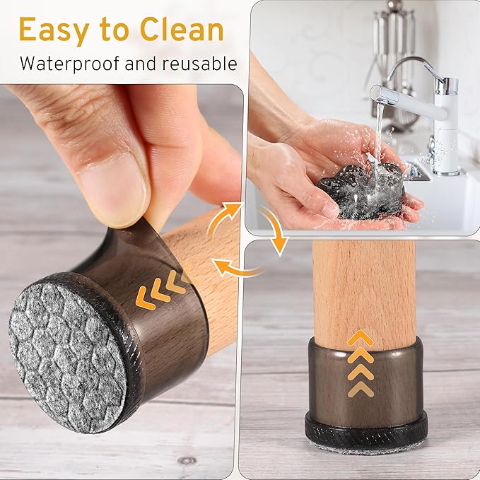24PCS Round Chair Leg Floor Protectors, Furniture Sliders, Chair Leg Protectors for Hardwood Floors, Non-Slip Felt Furniture Pads, Silicone Cap Covers to Protect Floors, (Fit 1.1" - 1.5")
