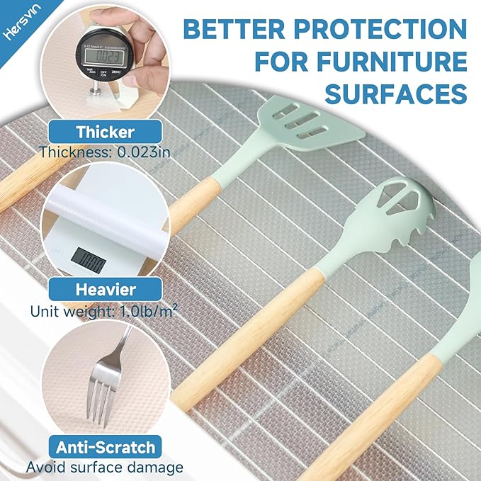 Shelf Liners 24 in x 20 ft EVA Drawer Mats, Non-Adhesive Cupboard Protector, Kitchen Cabinet Lining Fridge Liner (Clear Flat Dot, 61x610cm)