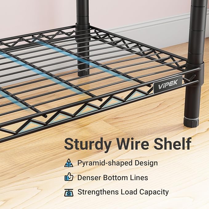 VIPEK V5C Heavy Duty Covered Clothes Rack Portable Closet Rack, Black Metal Clothing Rack with Black Upgarded Polyester Cover Cover, Adjustable Custom Freestanding Closet Wardrobe, Max Load 800LBS