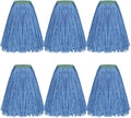 Matthew Cleaning 16oz 6Pack Cotton Floor Mop,Cotton Looped-Open String Heavy Duty String Mop Refills, Universal Headband Blend Mop,Mop Head Replacement for Home, Industrial and Commercial Use(Blue)