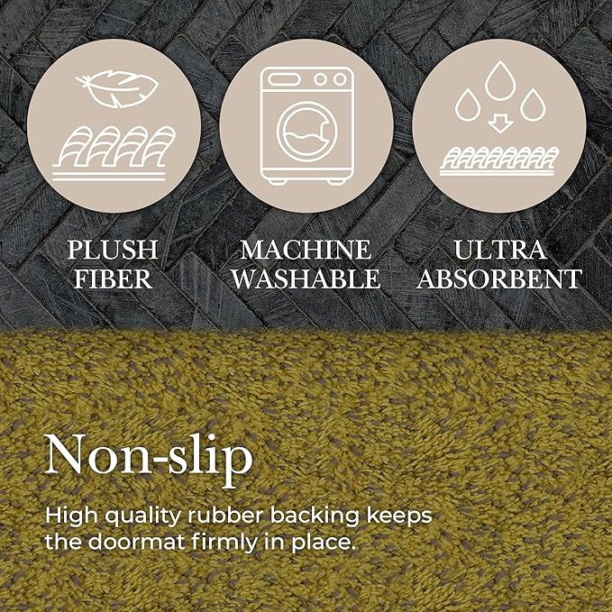 Premium Microfiber Indoor Door Mat – 24"x36" Washable Entry Mat, Non-Slip, Waterproof Backing, Super Absorbent, Low Profile Entryway Doormat for Indoor Entrance