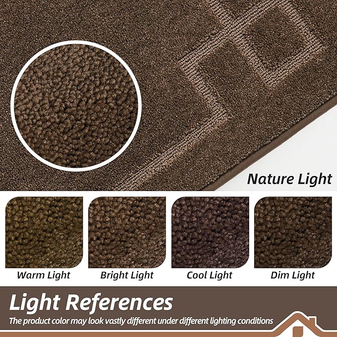 BEQHAUSE Door Mat 36" x 60", Non-Slip Door Mats Indoor Entryway Rugs Washable Low-Profile Absorbent and Stain Resist Floor Mats, Dog Door Mat for Front Back Door, Muddy Wet Shoes & Paws, Brown