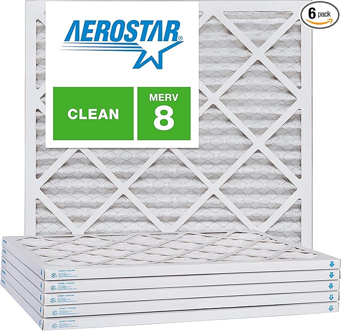 Aerostar Air Filters 19 1/2 x 19 1/2 x 1 MERV 8,Healthier Air For Your Home, 19 1/2" x 19 1/2" x 3/4", Box of 6